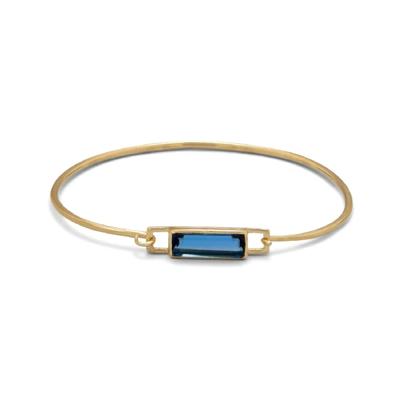 fashion bangles for women -fashion bangles for women -18k Gold Blue Quartz Emerald Cut Bangle