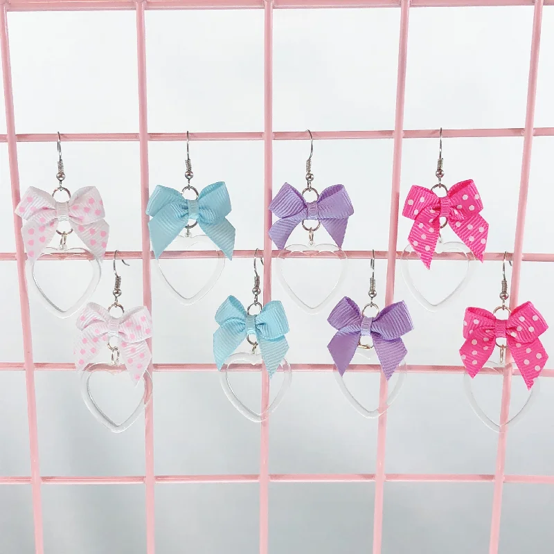 women’s vintage earrings -women’s vintage earrings -Plastic Heart Earrings (4 Colors)