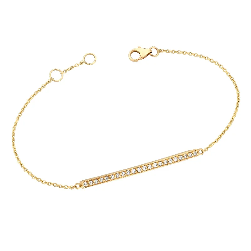 handmade charm bangles -handmade charm bangles -Diamond Bar Bracelet (Long) Yellow Gold