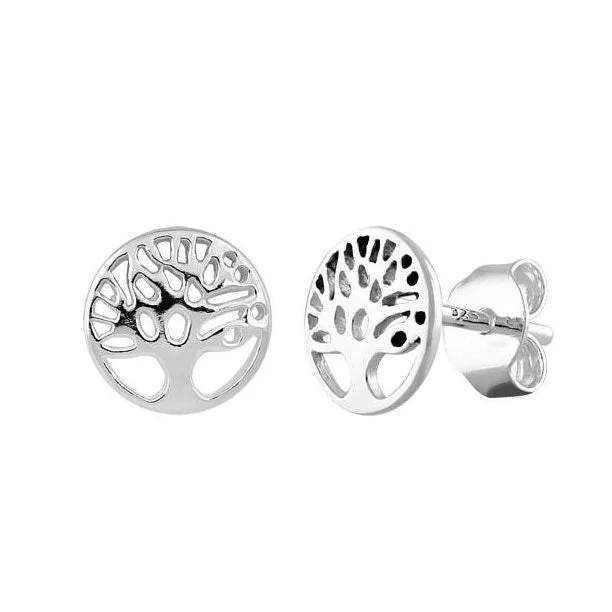 classic diamond earrings -classic diamond earrings -Sterling Silver Tree of Life Earrings