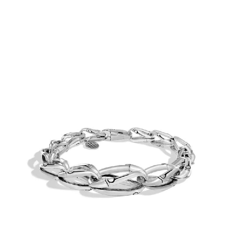 women’s tennis bracelets -women’s tennis bracelets -Bamboo 17MM Graduated Link Bracelet in Silver