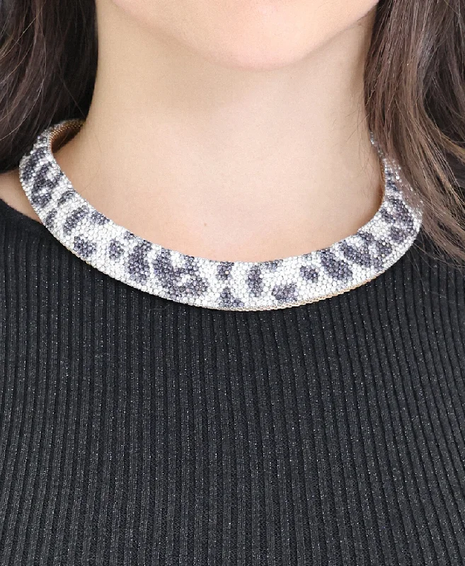 classic necklaces for women -classic necklaces for women -Rhinestone Leopard Print Choker Necklace