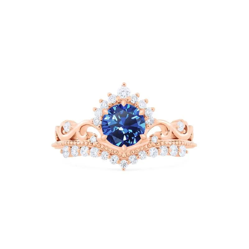 elegant engagement rings -elegant engagement rings -[Theia] Heirloom Crown Engagement Ring in Lab Blue Sapphire