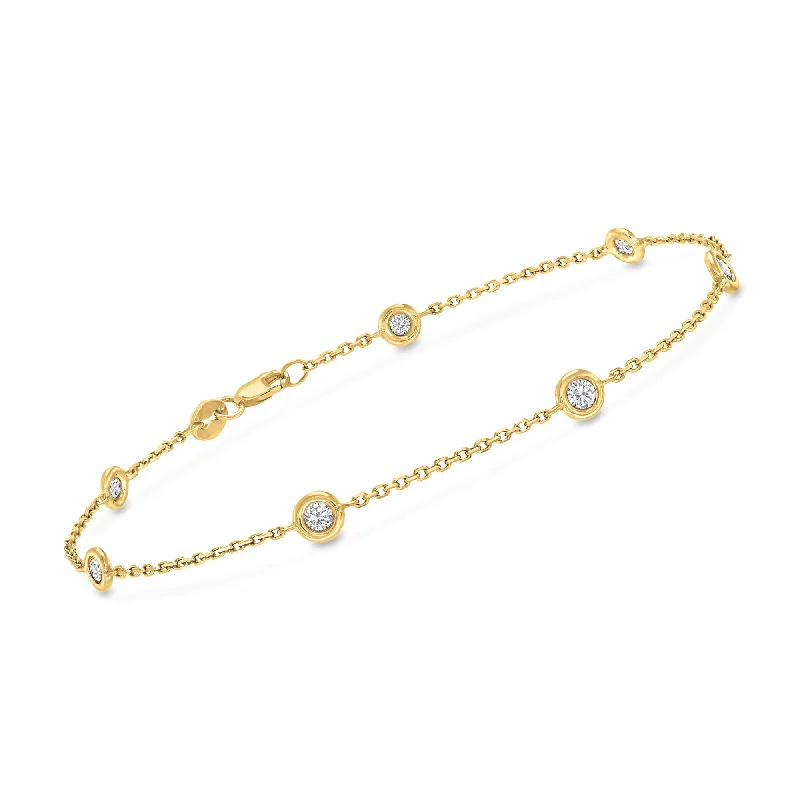 minimalist gold bangles -minimalist gold bangles -Ross-Simons Diamond Station Bracelet in 14kt Yellow Gold