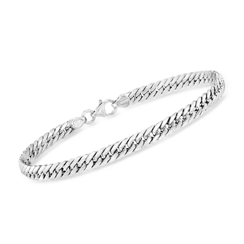 luxury diamond bangles -luxury diamond bangles -Ross-Simons Italian 14kt White Gold Cuban-Link Bracelet