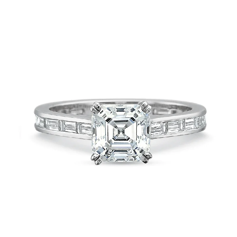 vintage inspired diamond engagement rings -vintage inspired diamond engagement rings -Classic Asscher Diamond Engagement Ring with Channel Set Diamond Band