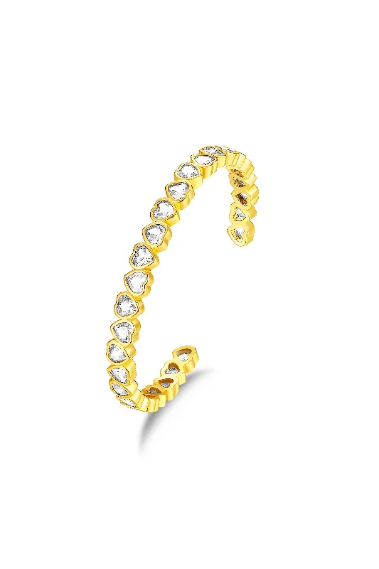 unique bangles for women -unique bangles for women -Gold Heart Shaped White Clear Zirconia Bangle Bracelet