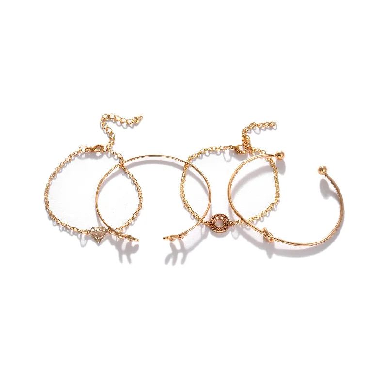 women’s bracelet sets -women’s bracelet sets -Pack Of 4 Gold Plated Designer Bracelet