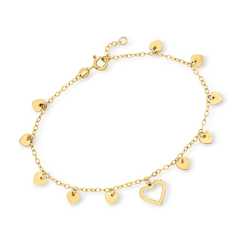 chunky bangles for women -chunky bangles for women -RS Pure by Ross-Simons Italian 14kt Yellow Gold Heart Station Bracelet