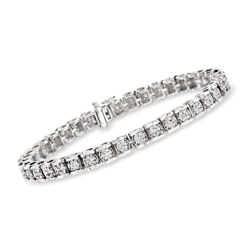 vintage bangles for women -vintage bangles for women -Ross-Simons Diamond Cluster Tennis Bracelet in Sterling Silver