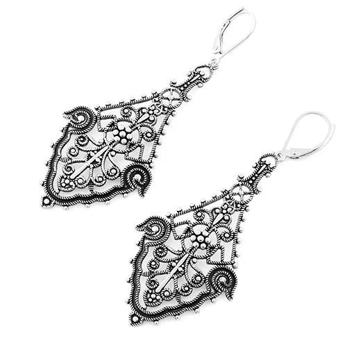 designer earrings for women -designer earrings for women -Sterling Silver Large Chandelier Dangle Earrings