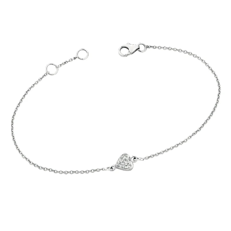 elegant bangles for women -elegant bangles for women -Diamond Heart Bracelet White Gold