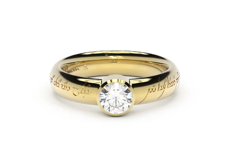 women’s engagement rings -women’s engagement rings -Modern Elvish Engagement Ring, Yellow Gold