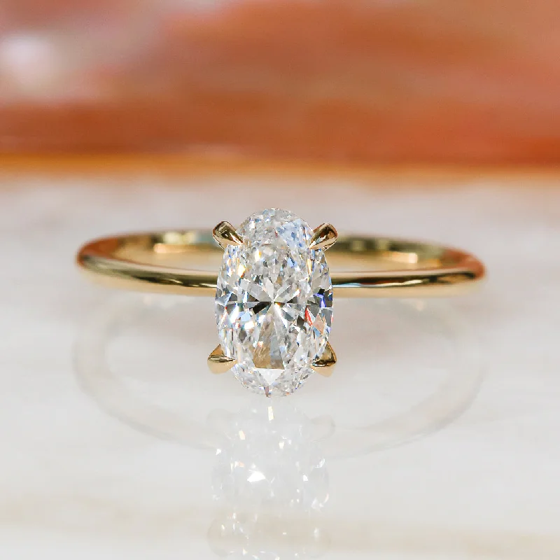 affordable engagement rings -affordable engagement rings -Moonlit Sky - 1 Carat Claw Prongs Natural Oval Cut Diamond Engagement Ring