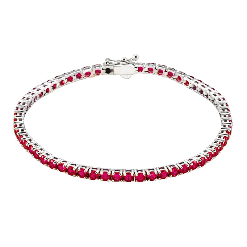 elegant bracelets for women -elegant bracelets for women -14K White Lab-Grown Ruby Line 7.25" Bracelet