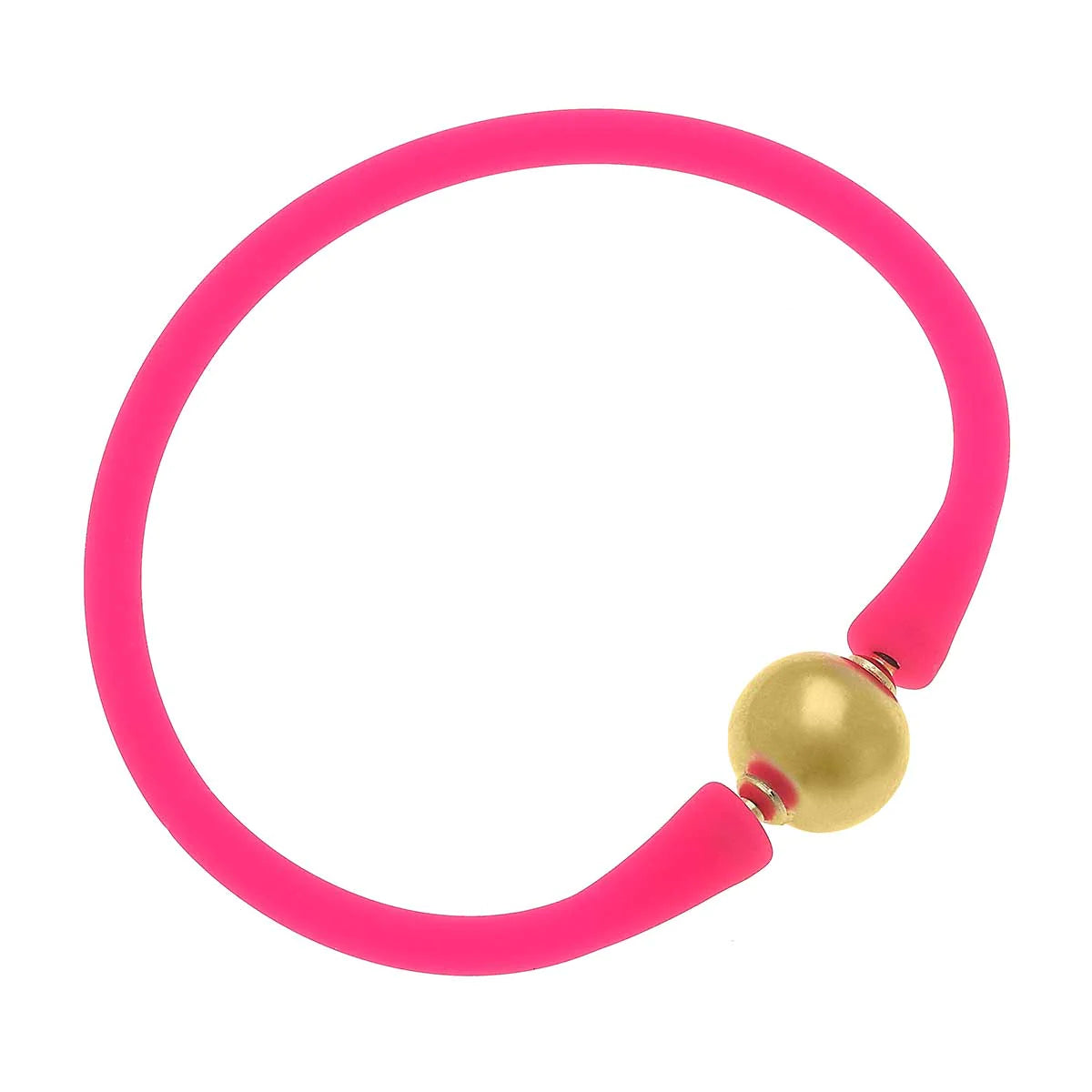 trendy bangle bracelets -trendy bangle bracelets -Bali 24K Gold Plated Ball Bead Silicone Bracelet in Neon Pink