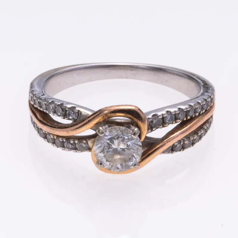 vintage rings for women -vintage rings for women -14k White and Rose Gold  Diamond Ring | 0.67ctw I2 H/I | SZ 5