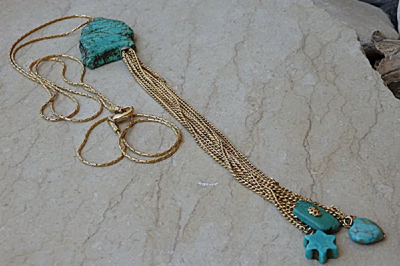 stylish chain necklaces for women -stylish chain necklaces for women -Turquoise Tassel Necklace