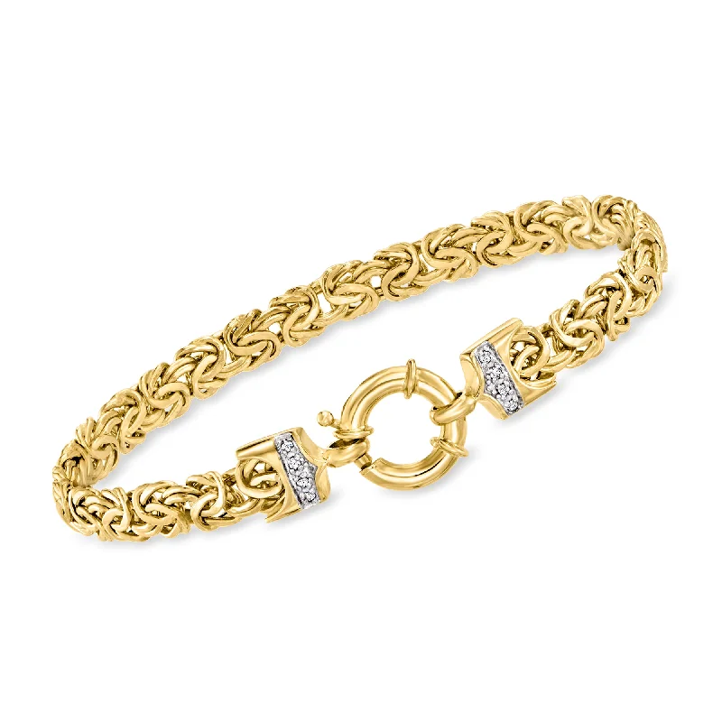 bangle bracelets for women -bangle bracelets for women -Ross-Simons 14kt Yellow Gold Byzantine Bracelet With Diamond Accents