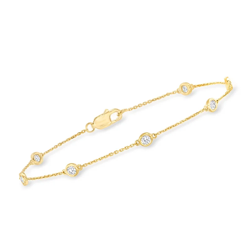 eco-friendly bracelets for women -eco-friendly bracelets for women -Ross-Simons Diamond Station Bracelet in 18kt Gold Over Sterling