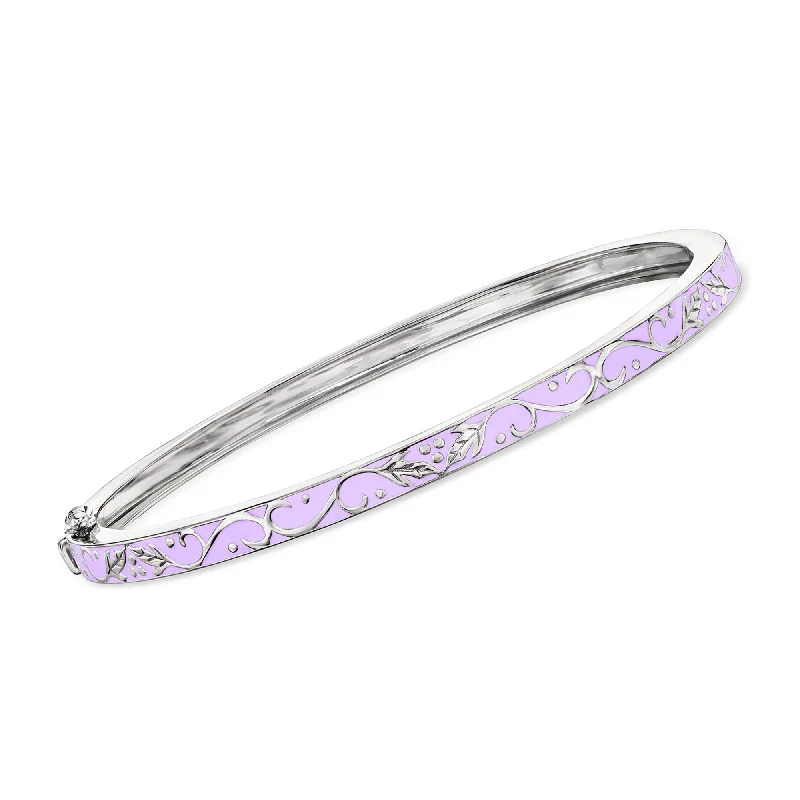 custom charm bangles for women -custom charm bangles for women -Ross-Simons Purple Enamel Bangle Bracelet in Sterling Silver