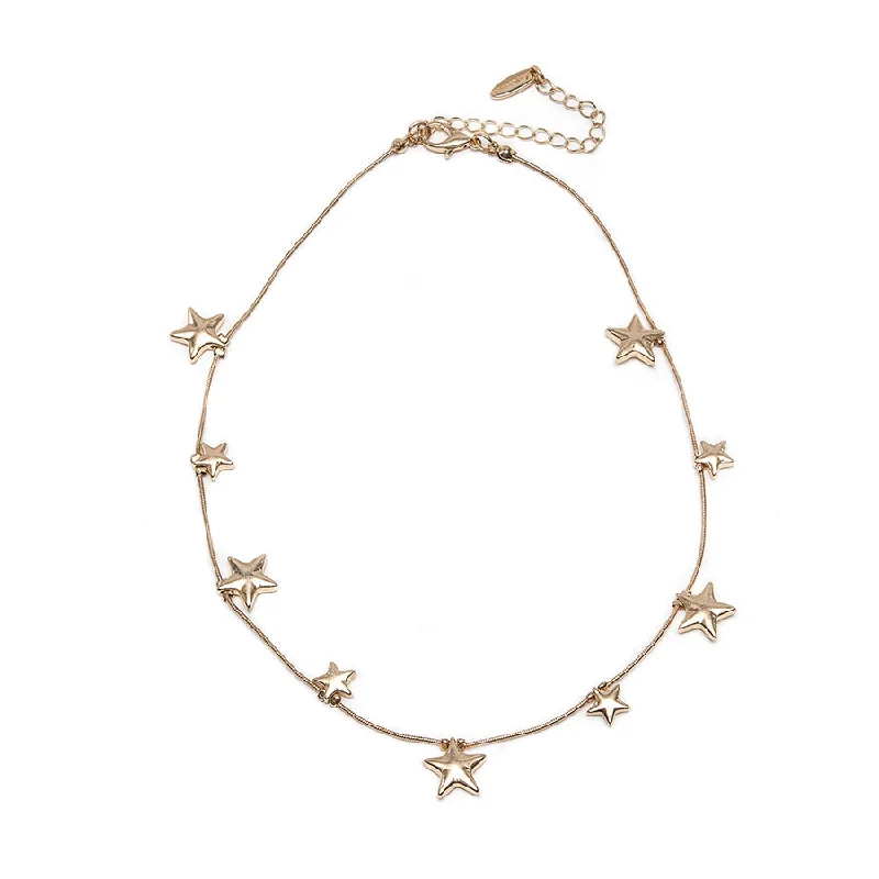 creative design necklaces for women -creative design necklaces for women -Hot Tomato Stars Stars Stars Necklace in Worn Gold