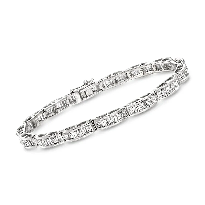 personalized engraved bracelets for women -personalized engraved bracelets for women -Ross-Simons Diamond Baguette Bracelet in 14kt White Gold