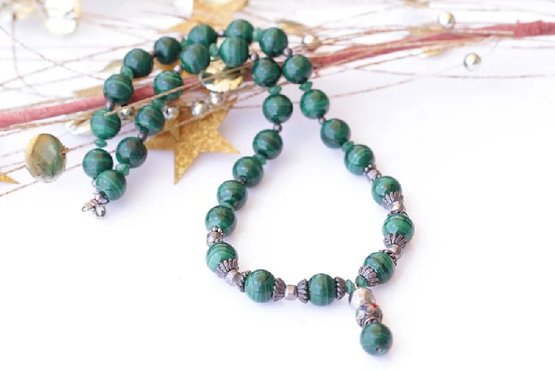 women’s elegant silver necklaces -women’s elegant silver necklaces -MALACHITE NECKLACE