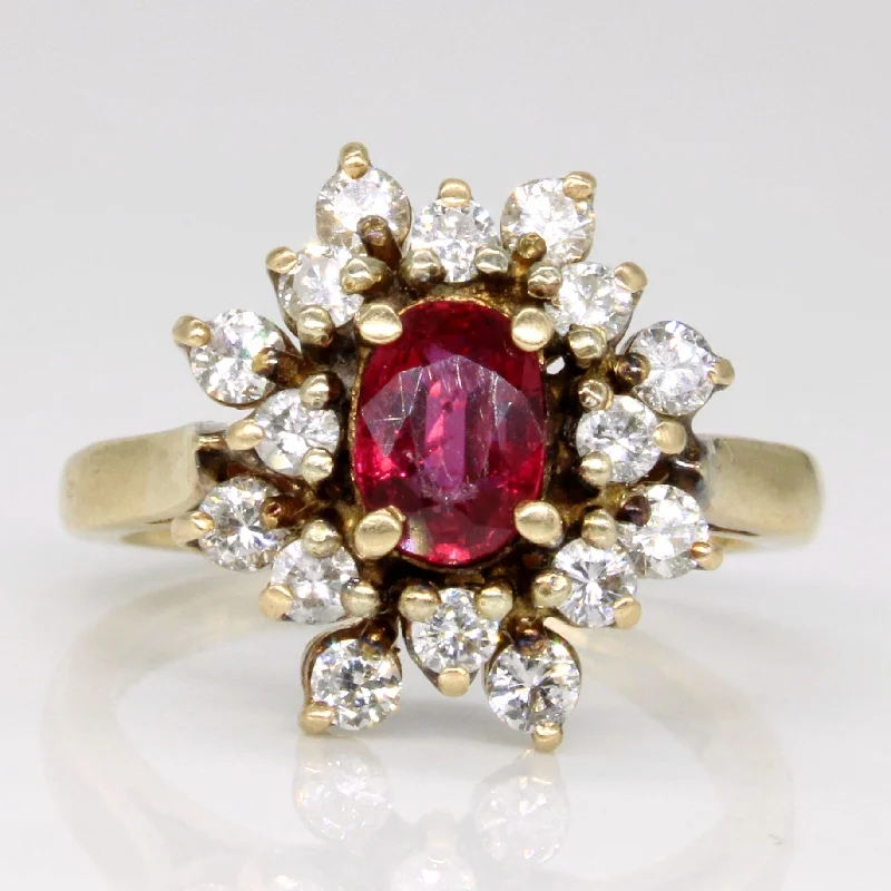 luxury platinum rings -luxury platinum rings -Ruby & Diamond Halo Ring | 0.70ct, 0.52ctw | SZ 5.25 |