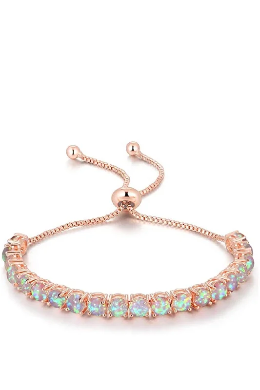 luxury diamond bangles -luxury diamond bangles -18k Rose Gold White Opal Adjustable Bracelet