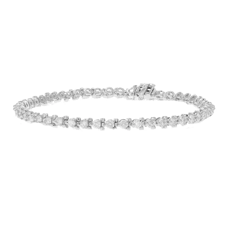 women’s braided bracelets -women’s braided bracelets -3 cttw I1-I2 Certified Diamond Bracelet 14K White Gold G-H 3 Prong Round 7 Inch