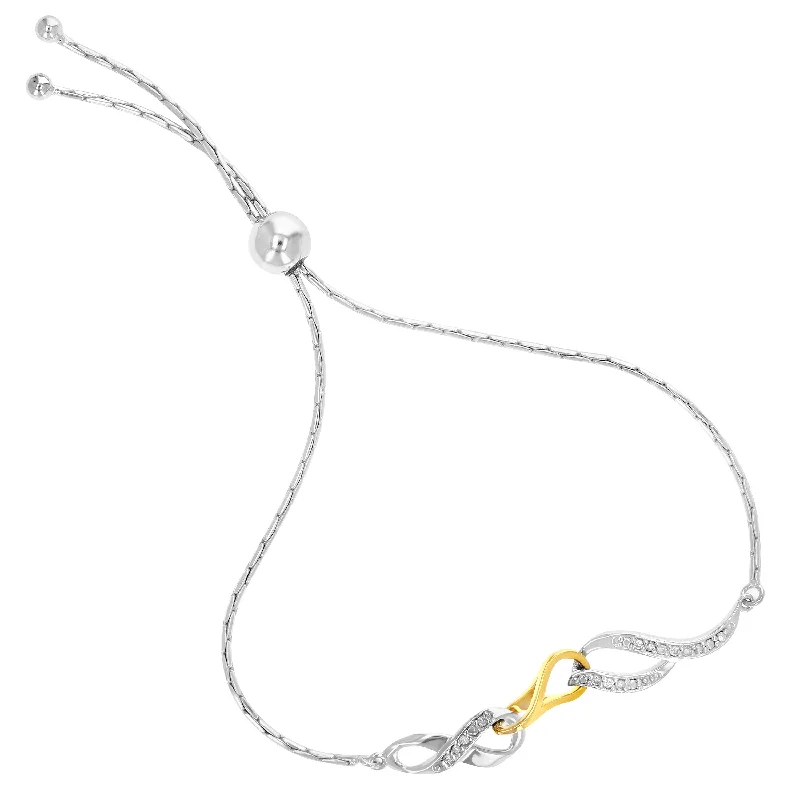 unique bangles for women -unique bangles for women -1/10 cttw Diamond Bolo Bracelet Yellow Gold Plated over Silver Infinity Style