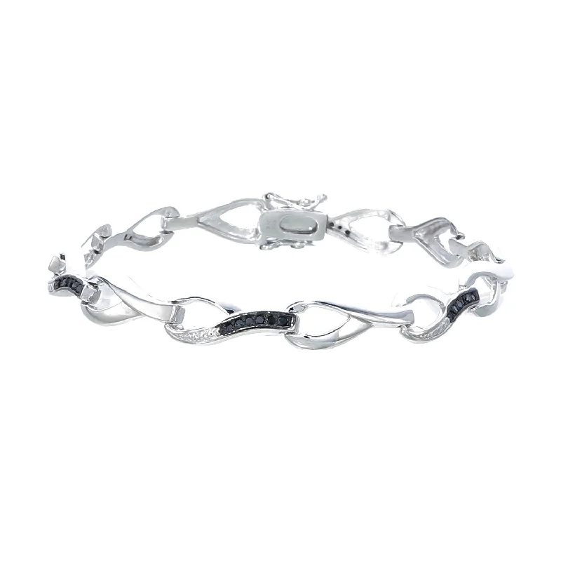 bohemian bracelets for women -bohemian bracelets for women -0.35 cttw Black Diamond Bracelet .925 Sterling Silver With Rhodium Infinity