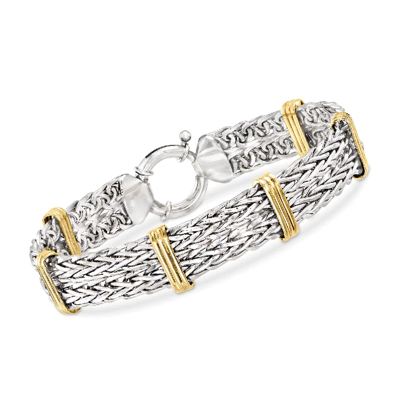 bangles with diamonds for women -bangles with diamonds for women -Ross-Simons Two-Tone Double Wheat-Link Bracelet in Sterling Silver and 14kt Gold Over Sterling