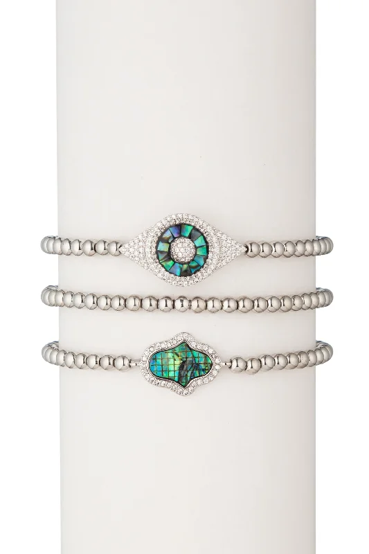 stackable silver bangles -stackable silver bangles -Laila Beaded Bracelet Set