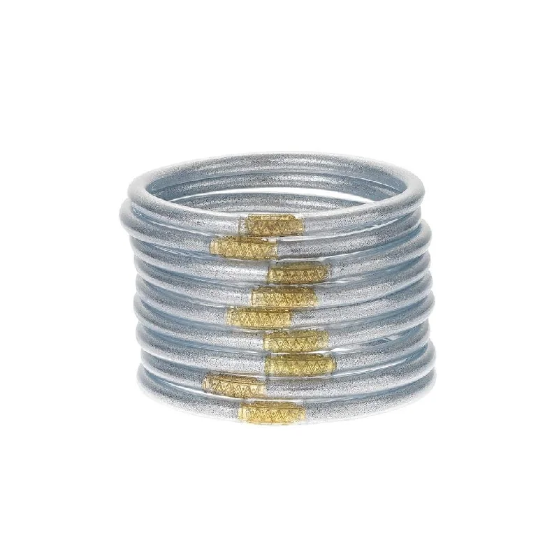 women’s bangle bracelets for parties -women’s bangle bracelets for parties -Budha Girl - All Weather Bangles® - Silver