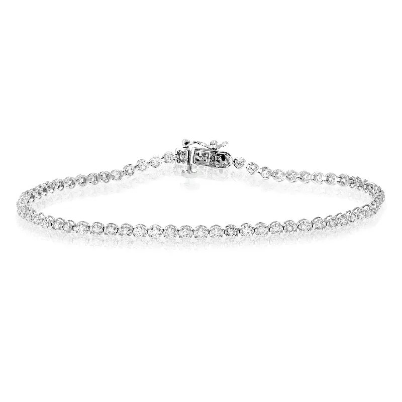 wedding bracelets for women -wedding bracelets for women -1 cttw 68 Stones Round Diamond Bracelet 14K White Gold Prong Set 7 Inch