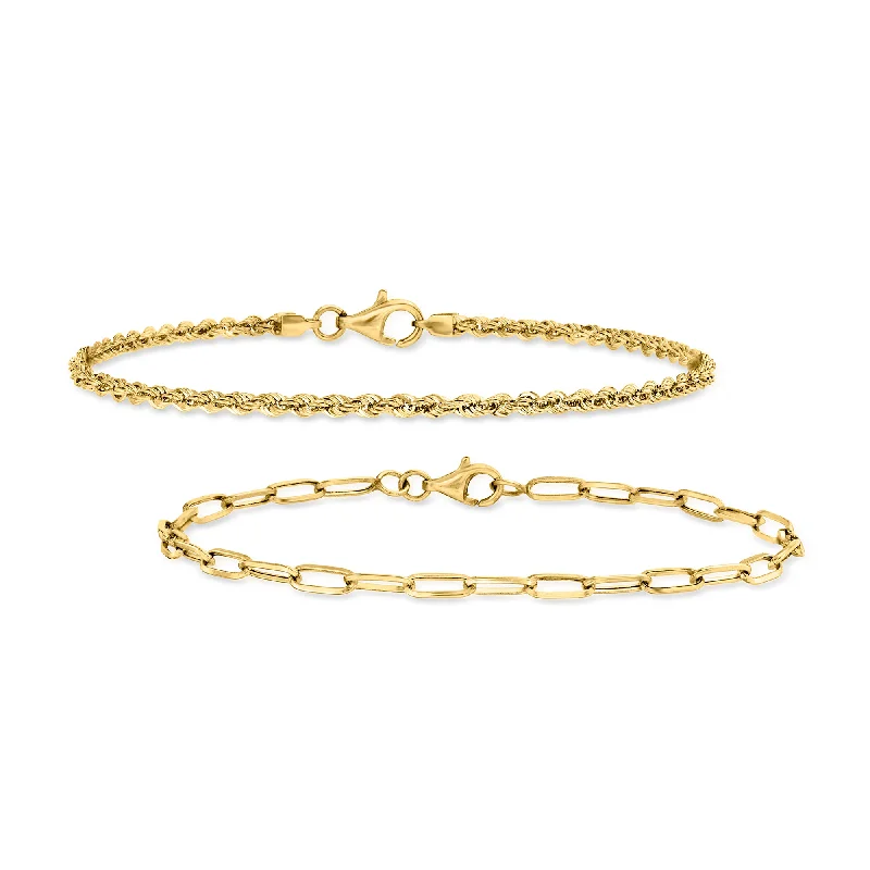 minimalist gold bangles -minimalist gold bangles -RS Pure by Ross-Simons 14kt Yellow Gold Jewelry Set: 2 Link Bracelets