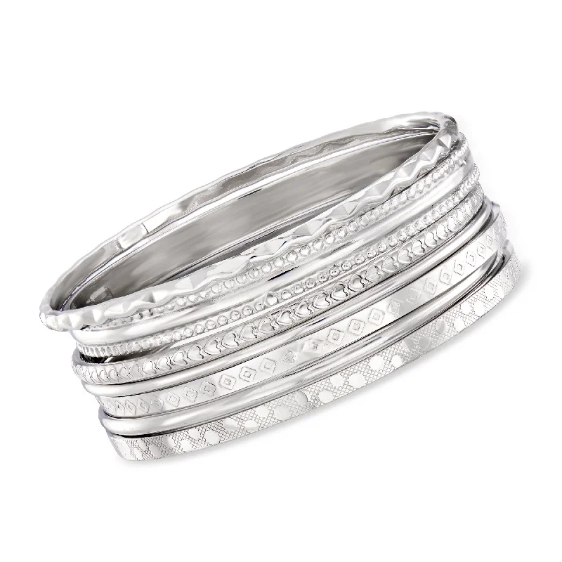 luxury silver bangles -luxury silver bangles -Ross-Simons Italian Sterling Silver Jewelry Set: 7 Assorted Texture Bangle Bracelets