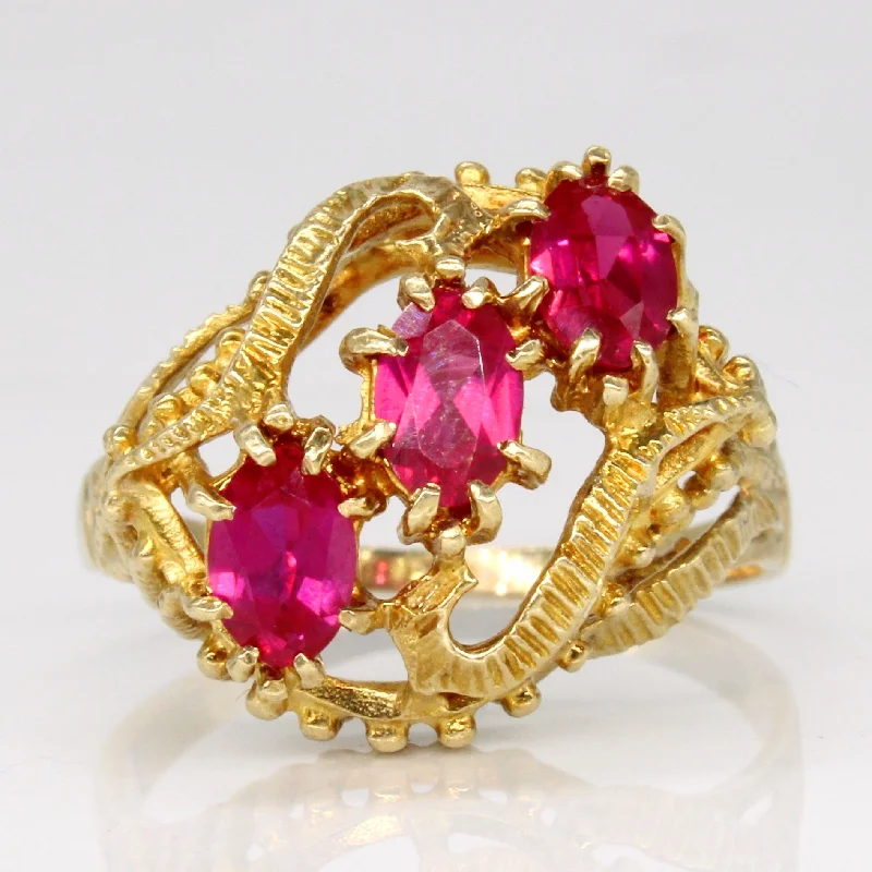 gold rings for women -gold rings for women -Synthetic Ruby Waterfall Ring | 1.35ctw | SZ 9.5 |