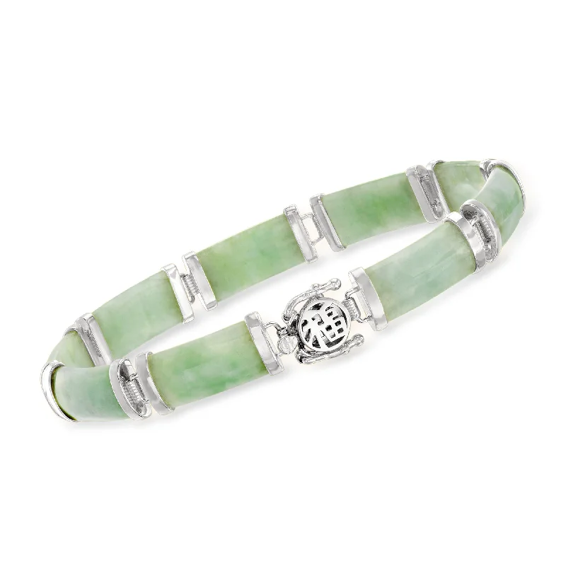 engraved bangle bracelets -engraved bangle bracelets -Ross-Simons Jade "Good Fortune" Bracelet in Sterling Silver