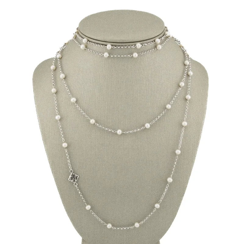 pearl necklaces for women -pearl necklaces for women -David Yurman Pearl Station Necklace 60" in S925