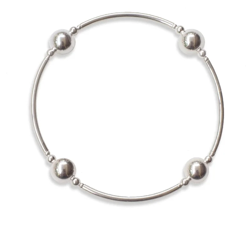 simple bangle bracelets for women -simple bangle bracelets for women -8MM Sterling Silver Bead Blessing Bracelet with Silver Links