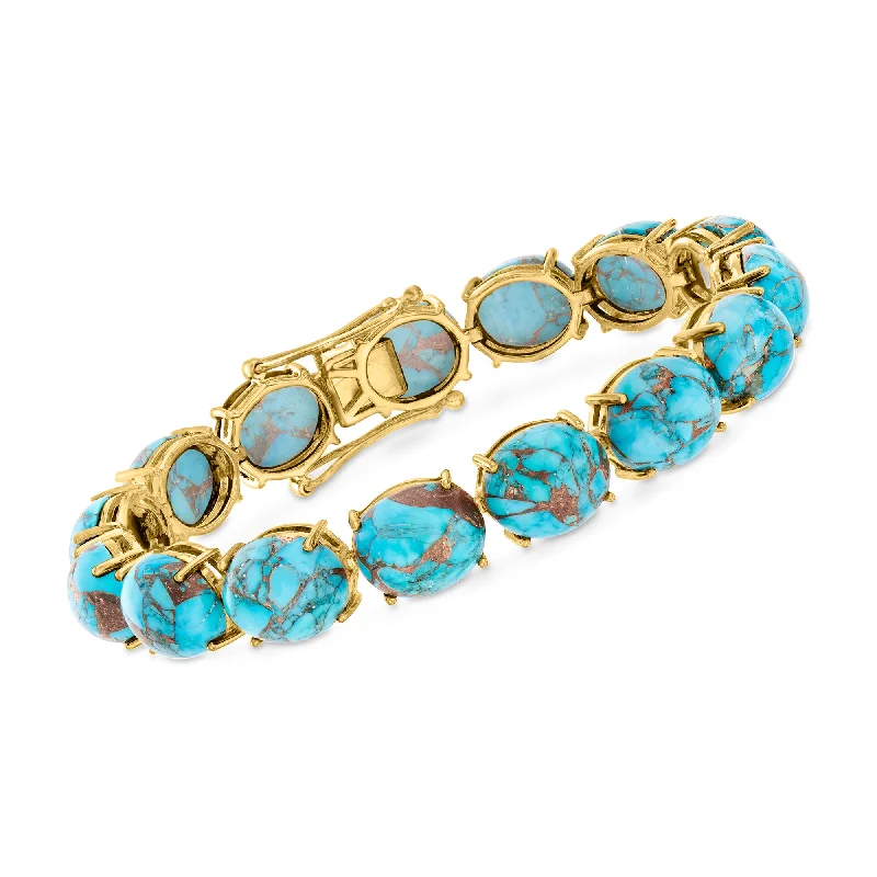 custom bracelet sets for women -custom bracelet sets for women -Ross-Simons Mohave Turquoise Bracelet in 18kt Gold Over Sterling