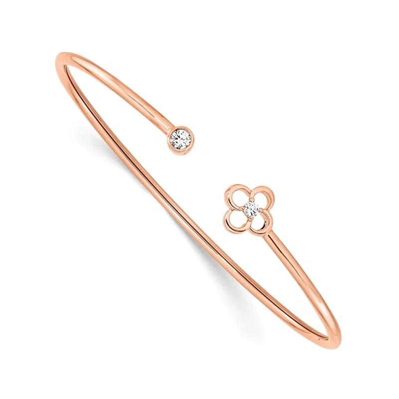 charm bracelets for women -charm bracelets for women -14K Rose Gold Lab Grown Diamond Floral Flexible Bangle