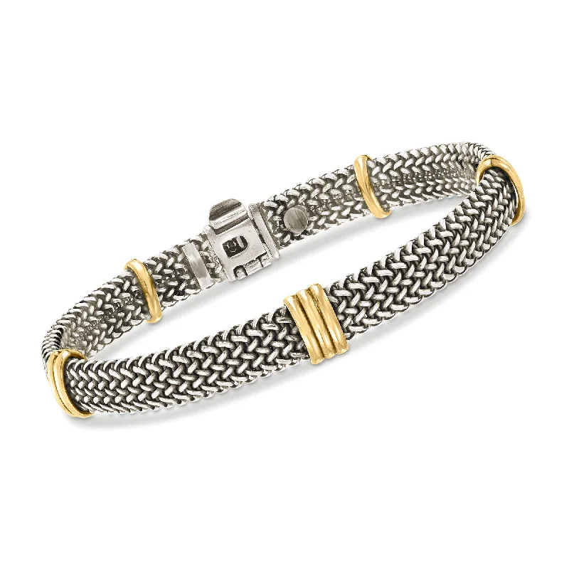 colorful bangles for women -colorful bangles for women -Ross-Simons Italian Sterling Silver and 18kt Bonded Gold Woven Bracelet