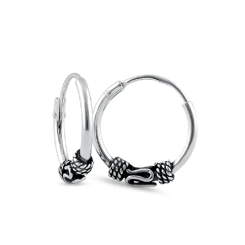 cute earrings for women -cute earrings for women -Sterling Silver 2.5mm x 12.0mm Bali Swirl Hoop Earrings