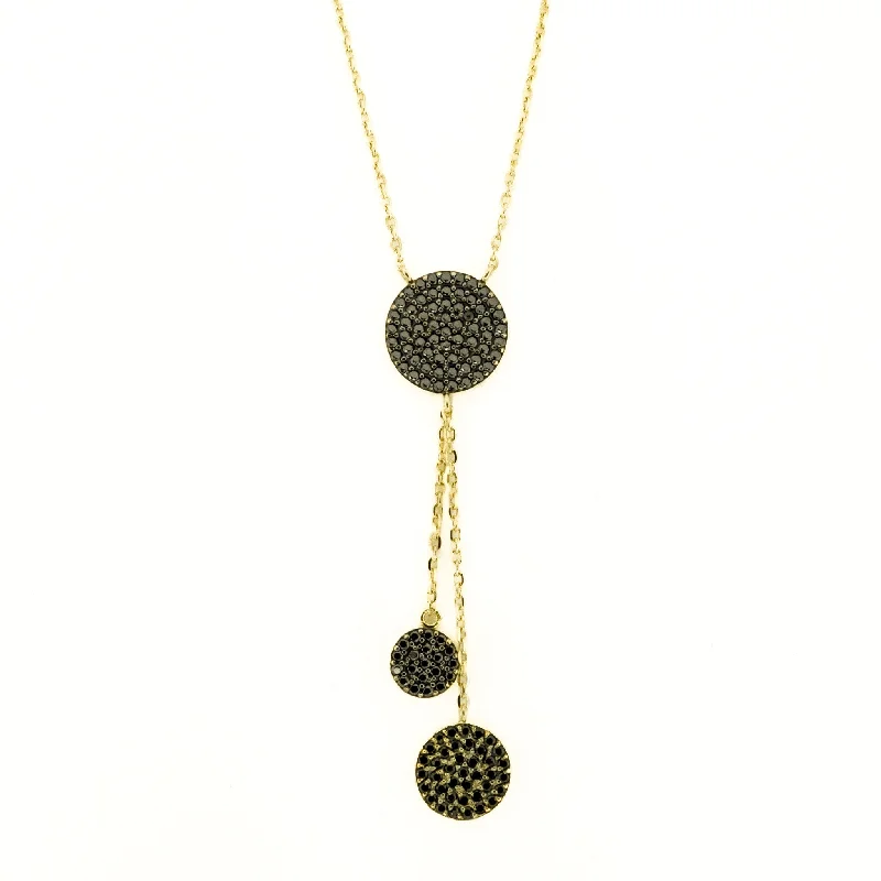 contemporary necklaces for women -contemporary necklaces for women -Onyx Drop 16" Necklace in 18K Yellow Gold