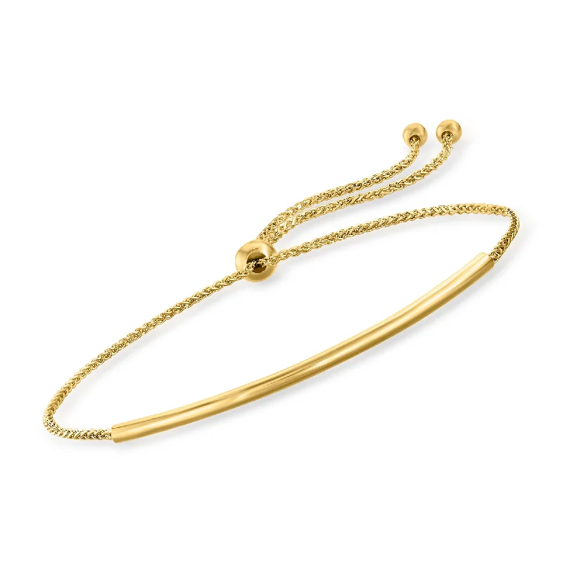 sleek cuff bracelets for women -sleek cuff bracelets for women -Ross-Simons 14kt Yellow Gold Round Bar Bolo Bracelet