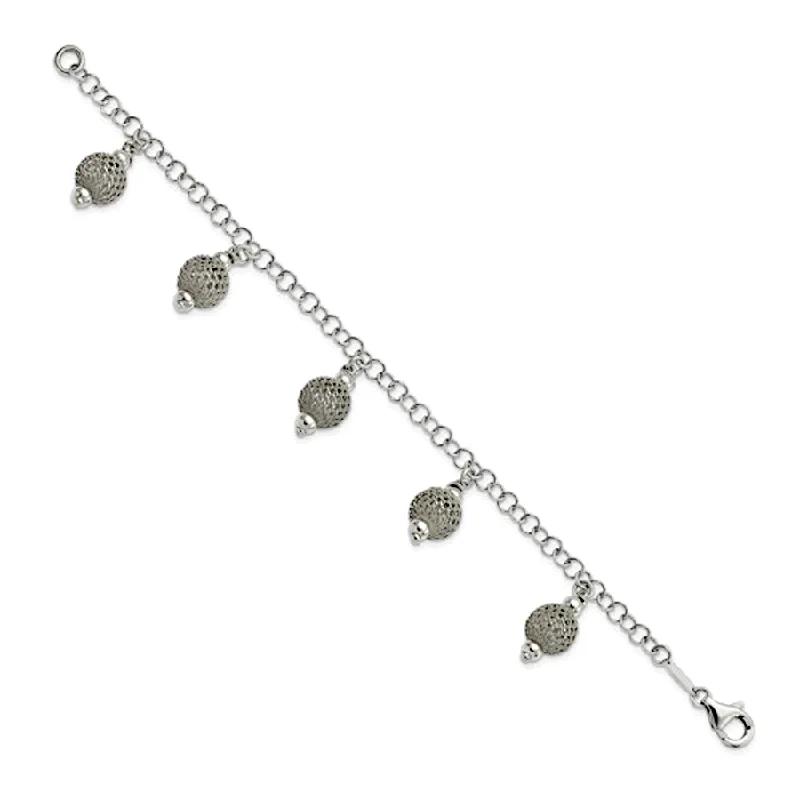 silver bracelets for women -silver bracelets for women -Sterling Silver Fancy Dangling Bead Bracelet